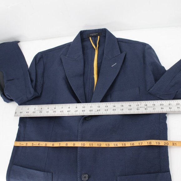 Studiosuits Sport Coat Men 42R Unstructured Linen Peak lapel Patch pockets blue - Picture 9 of 13